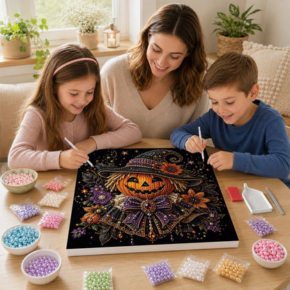 Jack-O'-Lantern in a Witch Hat pearl painting – image 15