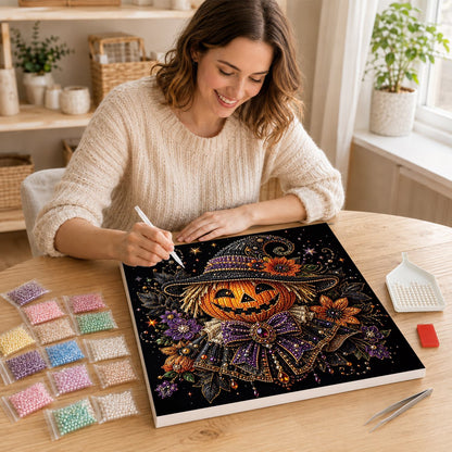 Jack-O'-Lantern in a Witch Hat pearl painting – image 16