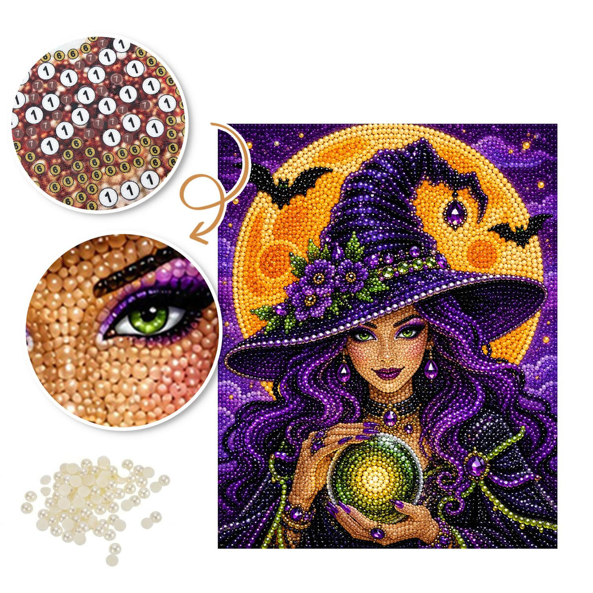 Violet Witch and Crystal Ball pearl painting – image 6