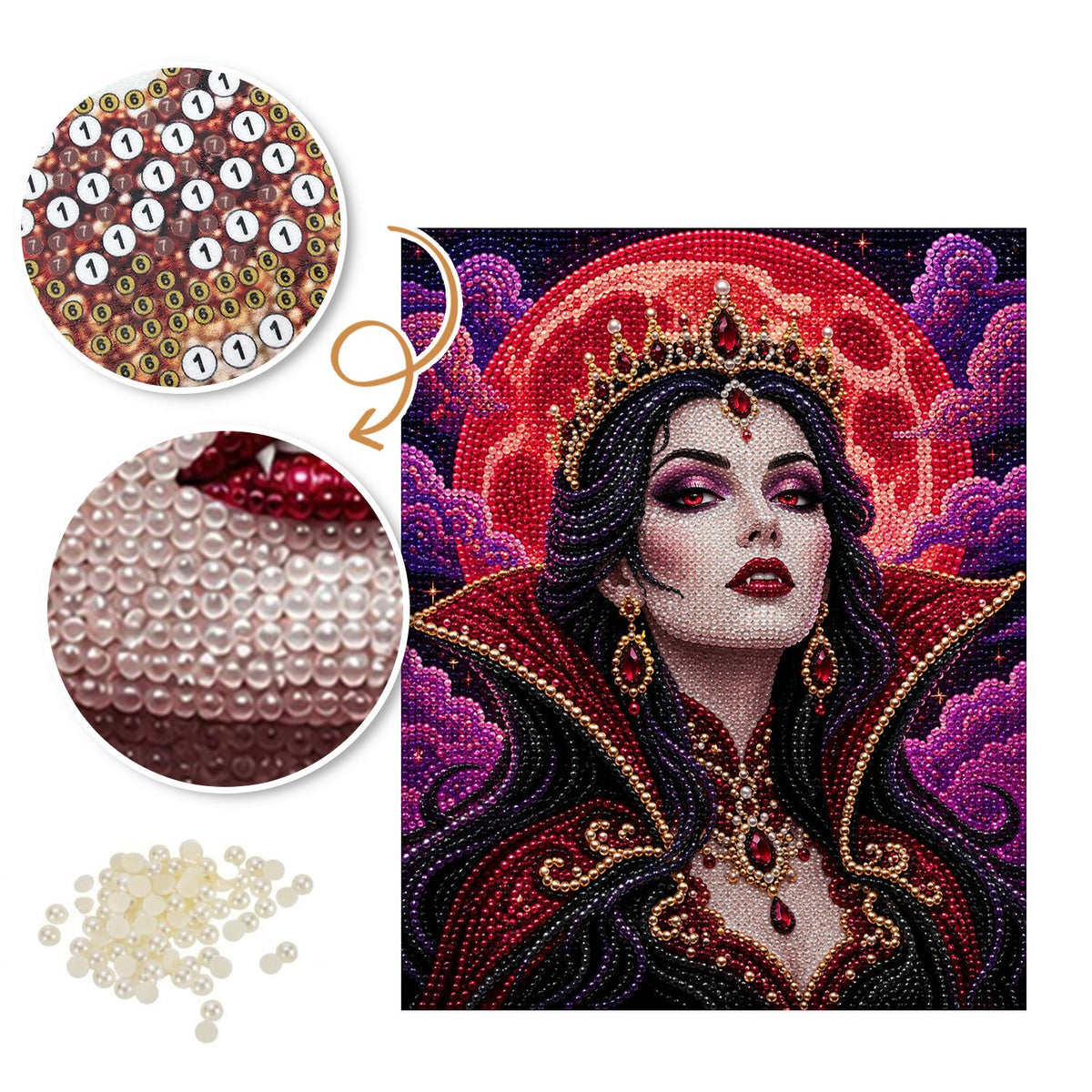 Vampire Queen and Blood Moon pearl painting – image 6