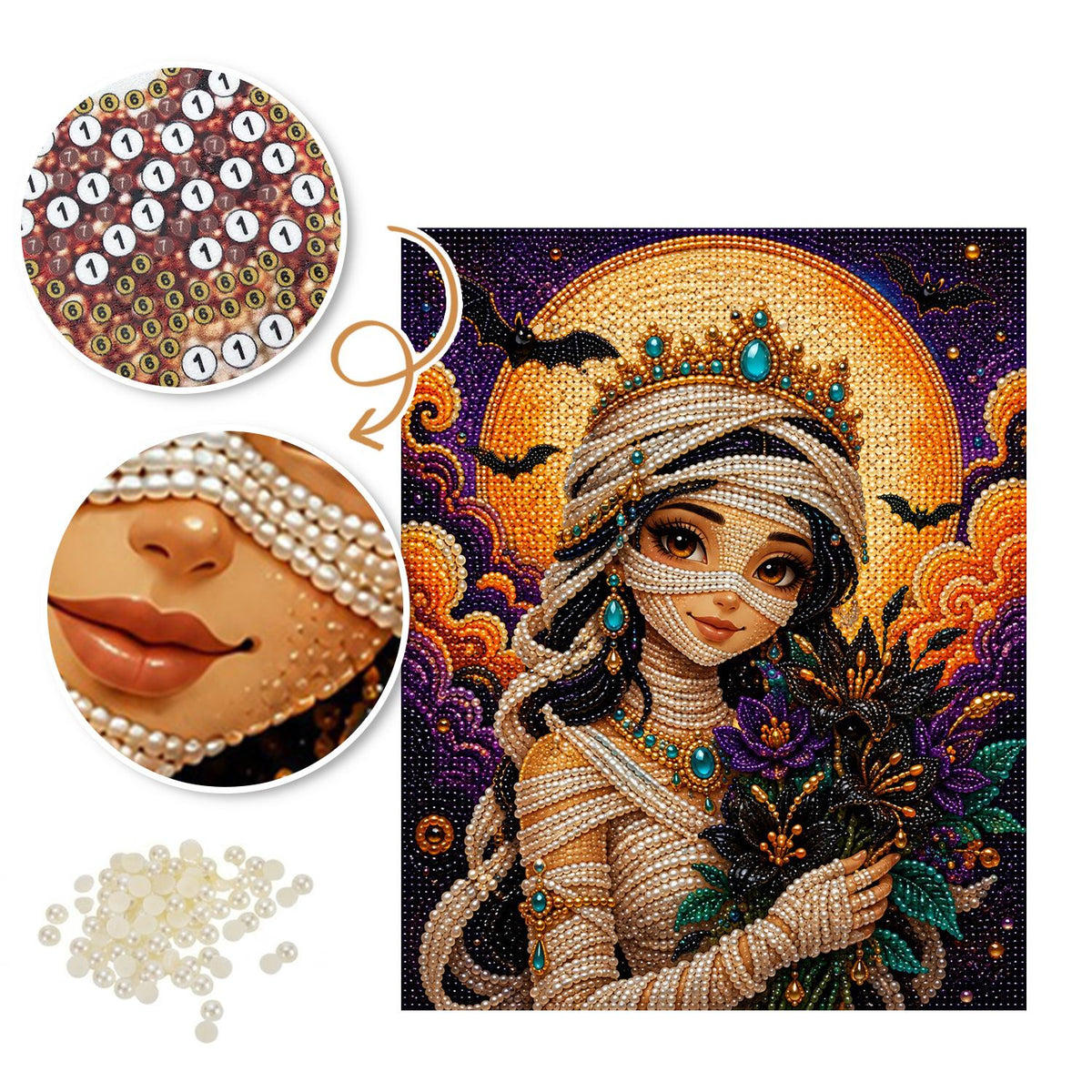 Mummy Princess with Bouquet pearl painting – image 6