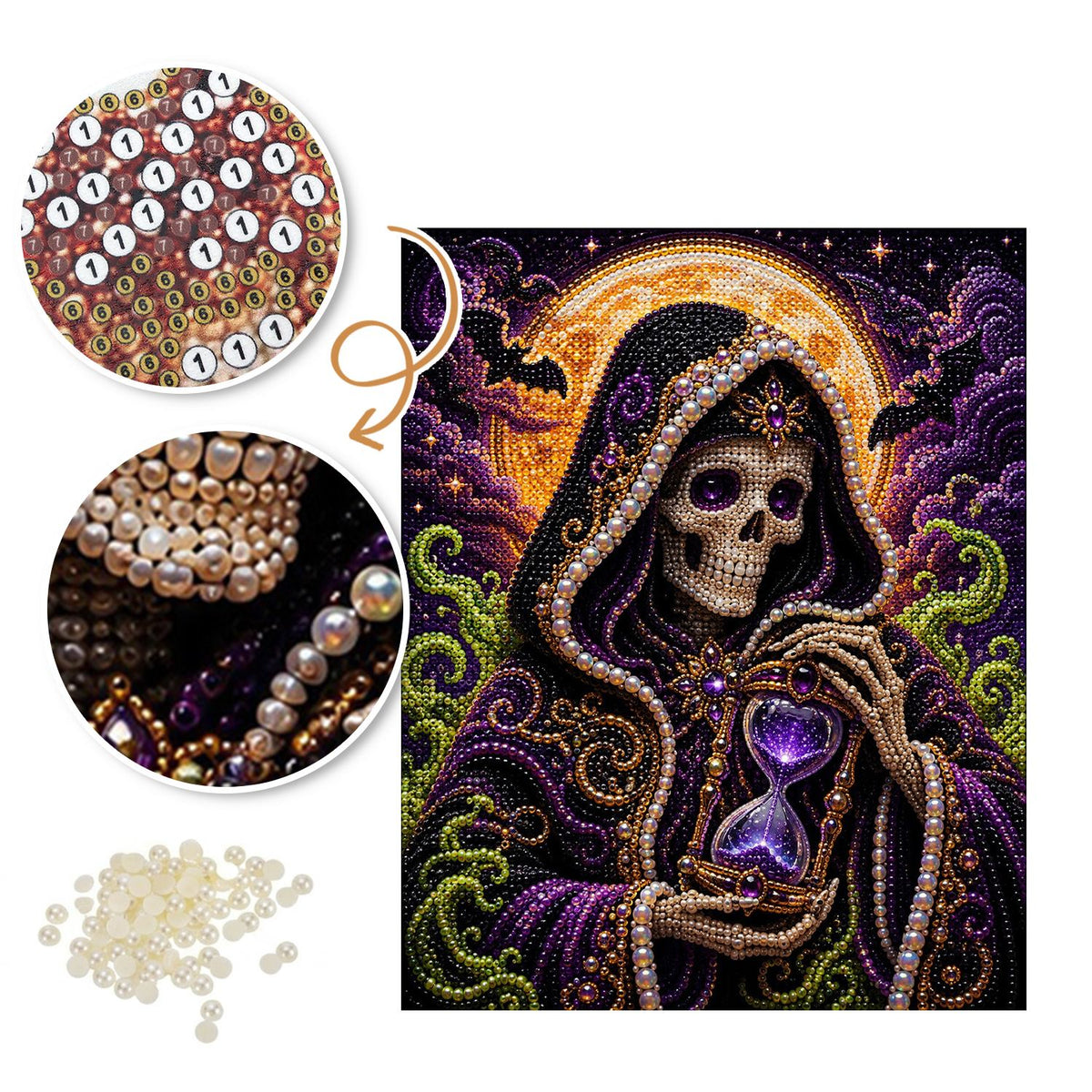 Hooded Reaper with Hourglass pearl painting – image 6