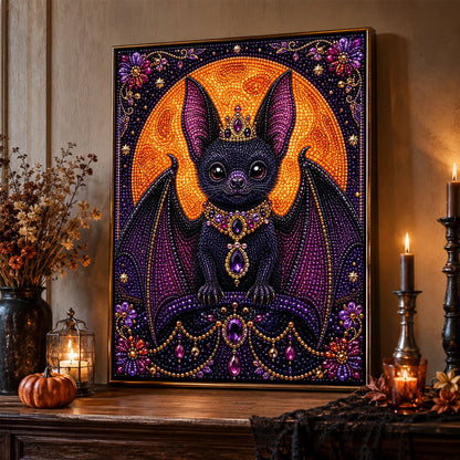 Crowned Bat Before the Moon pearl painting – image 2