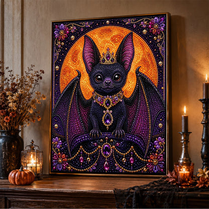 Crowned Bat Before the Moon pearl painting – image 5