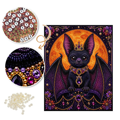 Crowned Bat Before the Moon pearl painting – image 6