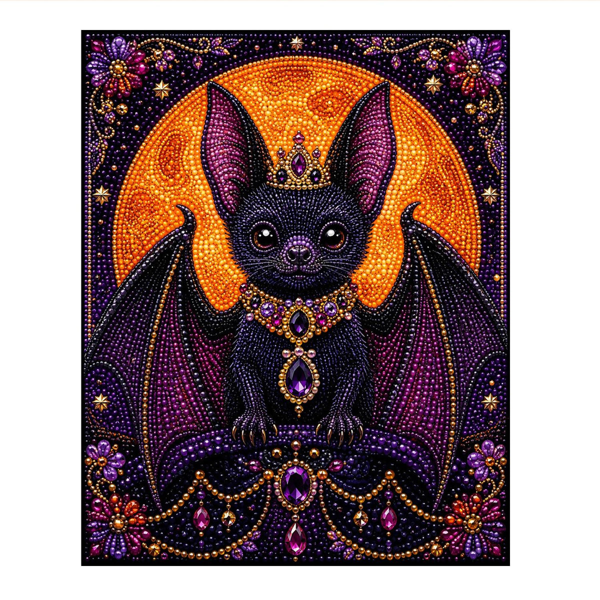 Crowned Bat Before the Moon pearl painting – image 11