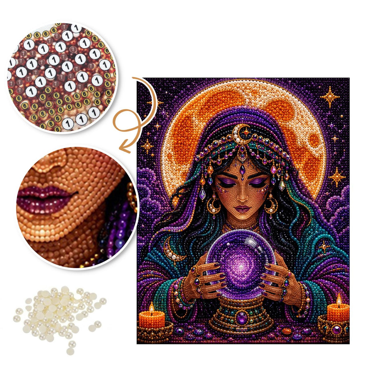 Moonlit Fortune Teller pearl painting – image 6