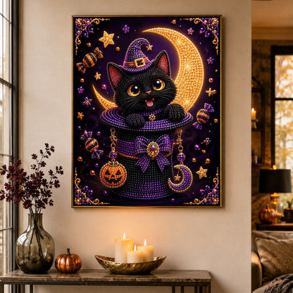 Black Cat in a Magic Hat pearl painting – image 4