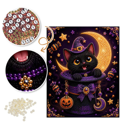 Black Cat in a Magic Hat pearl painting – image 6