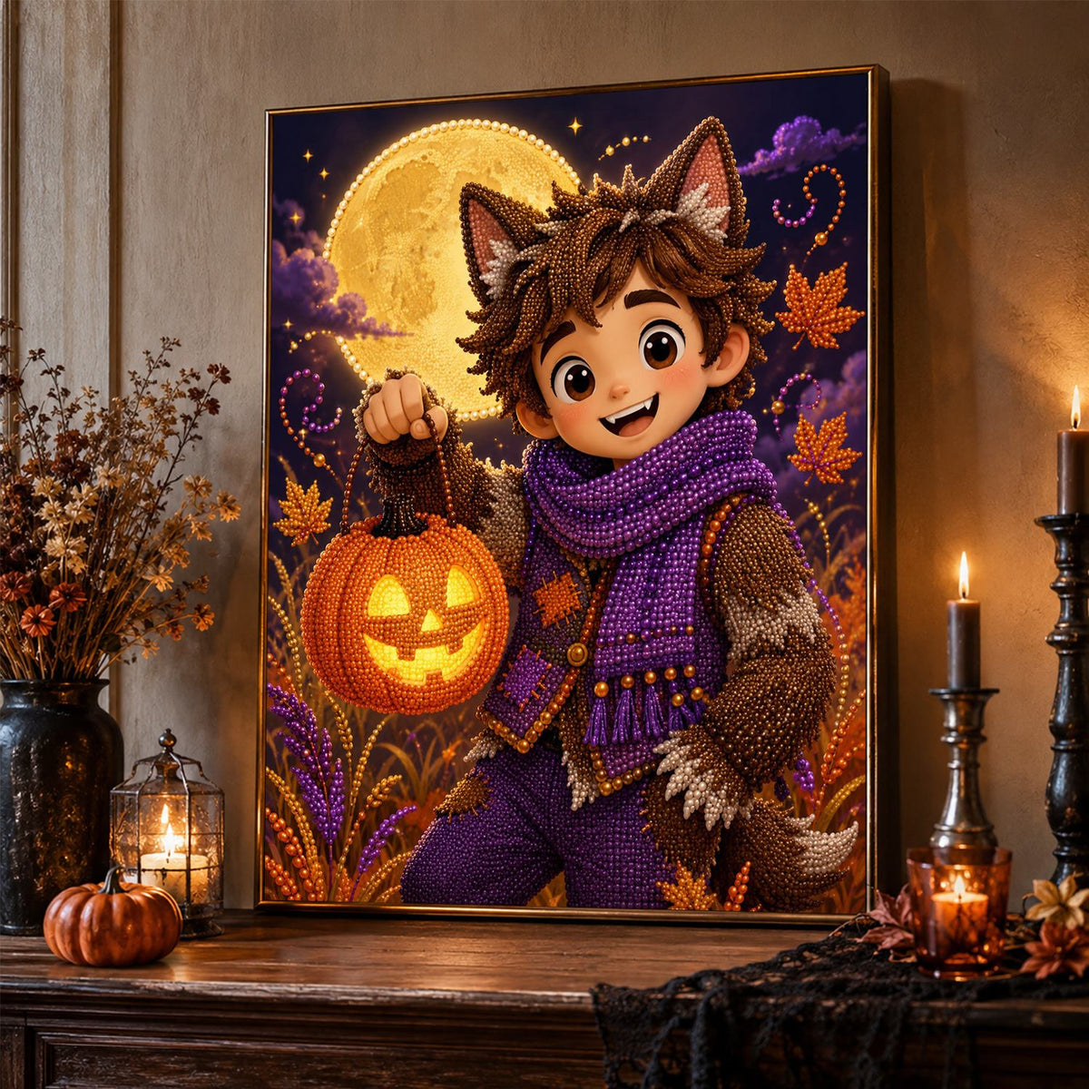 Little Werewolf with a Lantern pearl painting – image 2