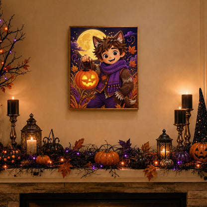 Little Werewolf with a Lantern pearl painting – image 3