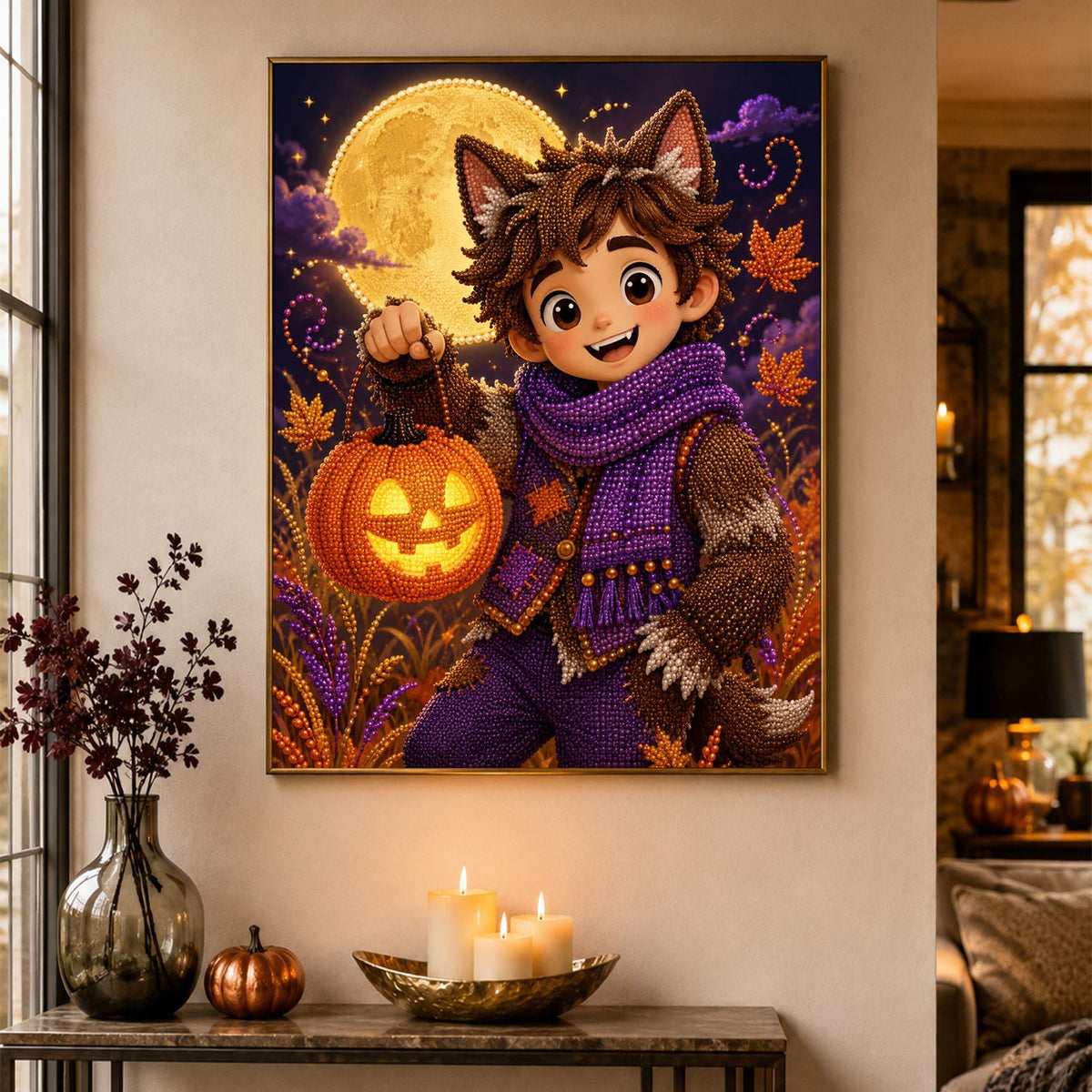 Little Werewolf with a Lantern pearl painting – image 4