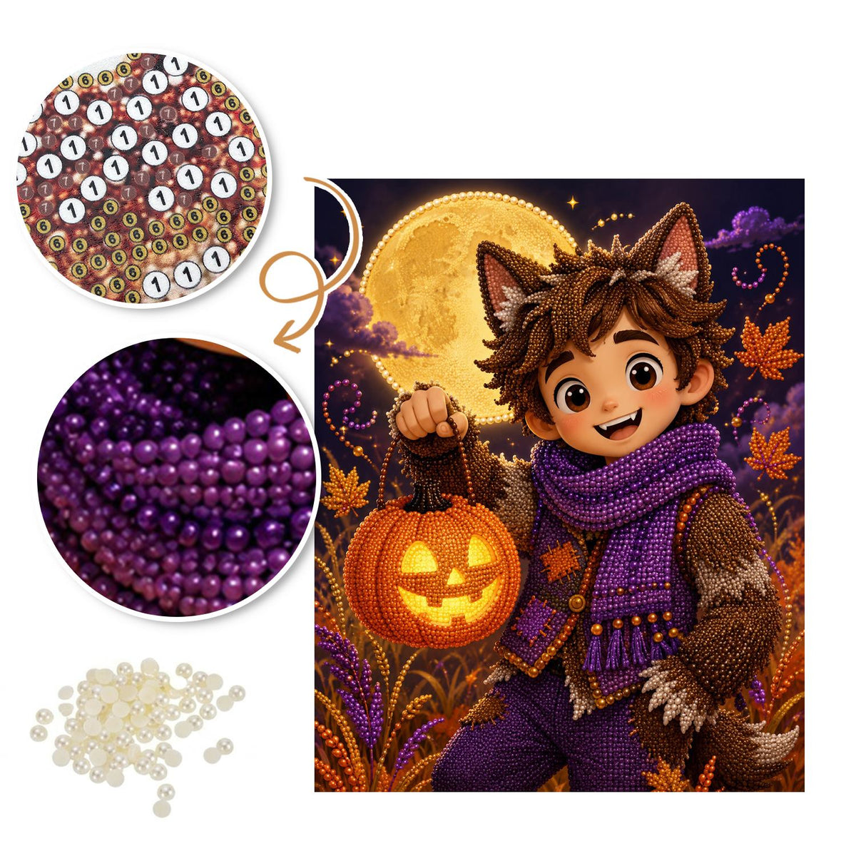 Little Werewolf with a Lantern pearl painting – image 6