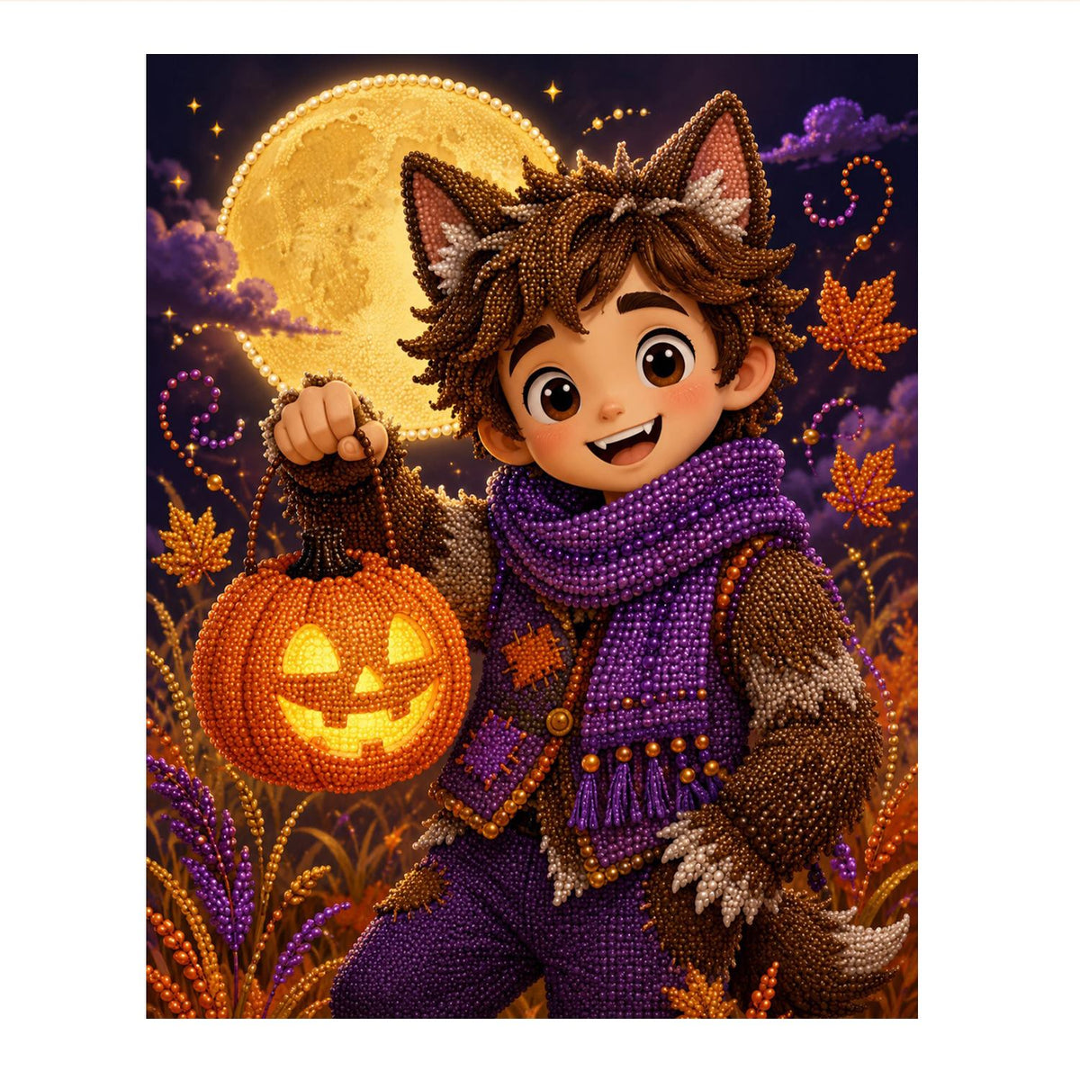 Little Werewolf with a Lantern pearl painting – image 11