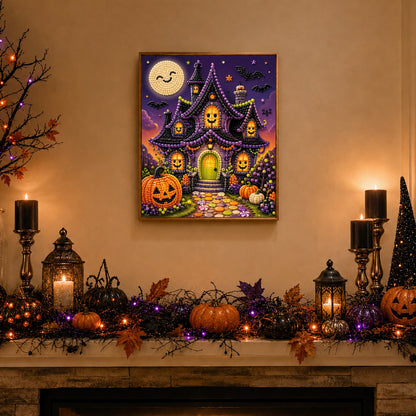 Smiling Moon Haunted Cottage pearl painting – image 3