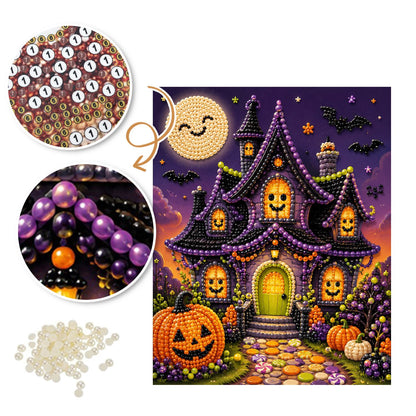Smiling Moon Haunted Cottage pearl painting – image 6