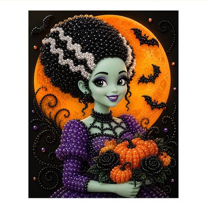 Green Bride with Pumpkin Bouquet pearl painting – image 11