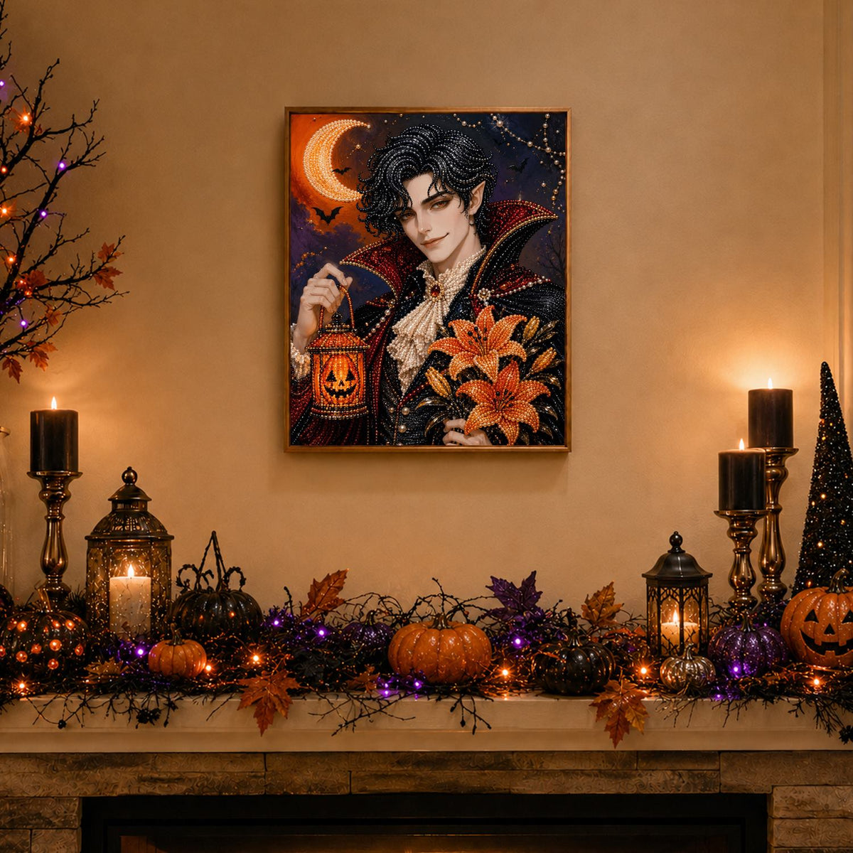 Vampire Gentleman with Lilies pearl painting – image 3