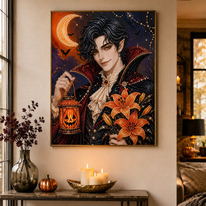 Vampire Gentleman with Lilies pearl painting – image 4