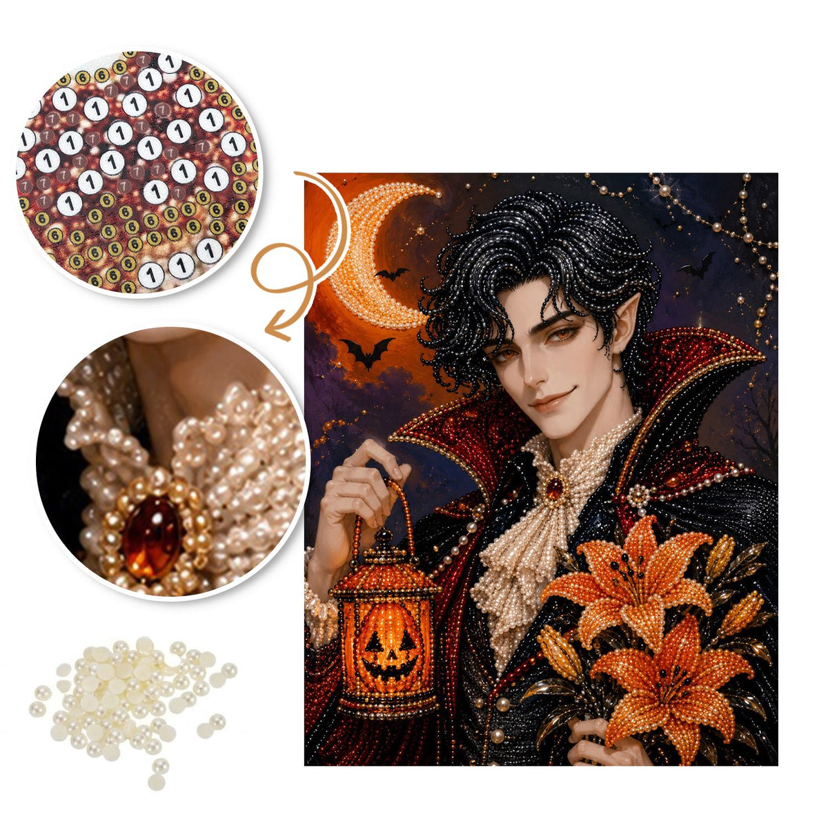 Vampire Gentleman with Lilies pearl painting – image 6