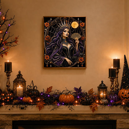 Spider-Web Queen with a Fan pearl painting – image 3