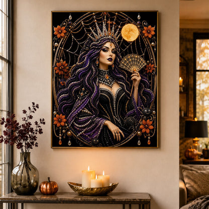 Spider-Web Queen with a Fan pearl painting – image 4