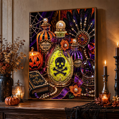Skull Potion Bottle Still Life pearl painting – image 2