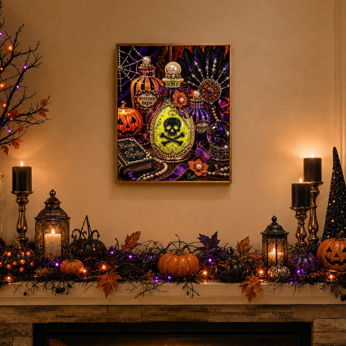 Skull Potion Bottle Still Life pearl painting – image 3
