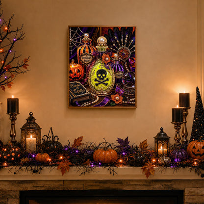 Skull Potion Bottle Still Life pearl painting – image 3
