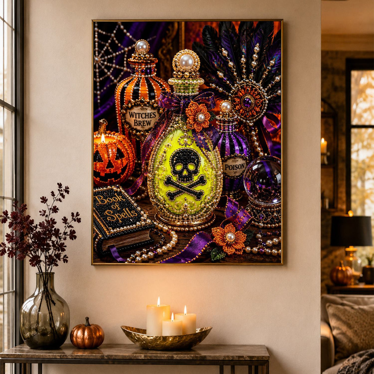 Skull Potion Bottle Still Life pearl painting – image 4
