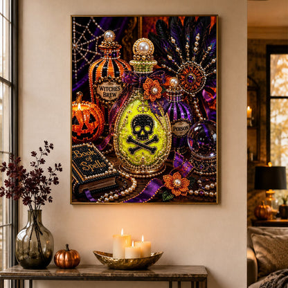 Skull Potion Bottle Still Life pearl painting – image 4