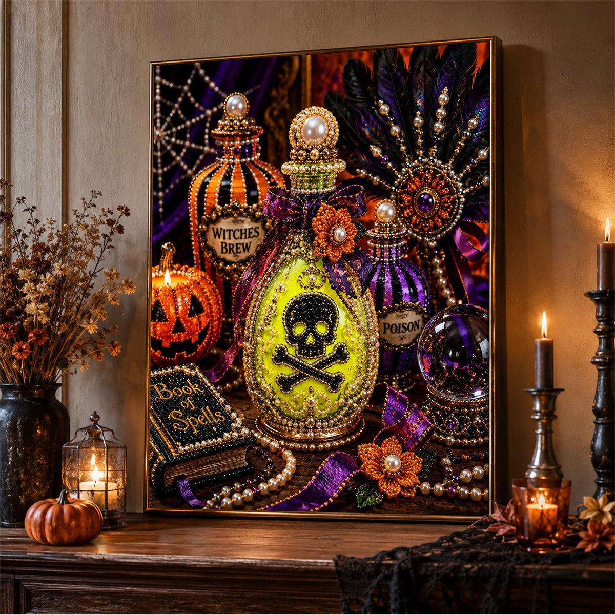 Skull Potion Bottle Still Life pearl painting – image 5