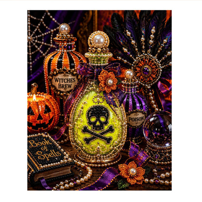 Skull Potion Bottle Still Life pearl painting – image 11