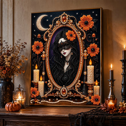 Masked Lady in the Gilded Mirror pearl painting – image 2