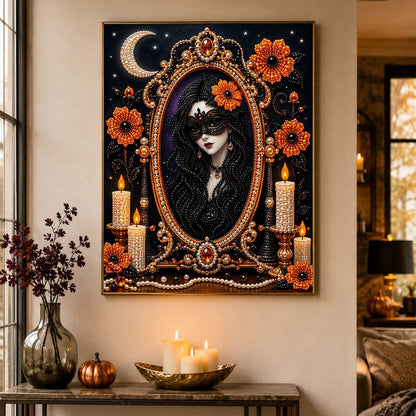 Masked Lady in the Gilded Mirror pearl painting – image 4