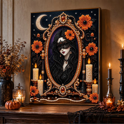 Masked Lady in the Gilded Mirror pearl painting – image 5