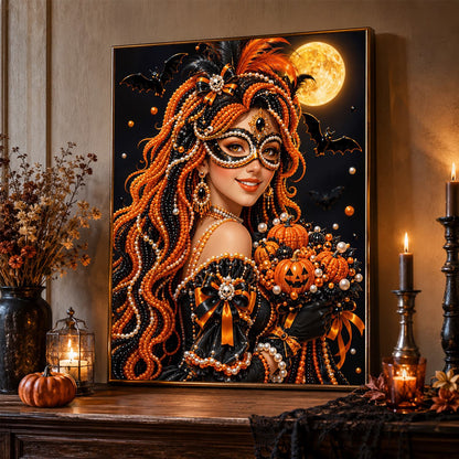 Copper-Haired Masquerade Belle pearl painting – image 2