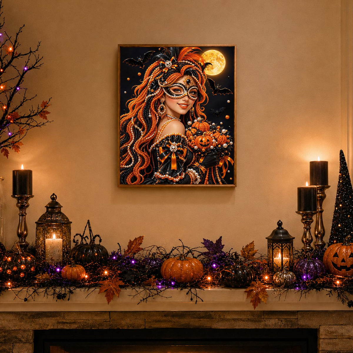 Copper-Haired Masquerade Belle pearl painting – image 3