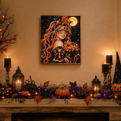 Copper-Haired Masquerade Belle pearl painting – image 3