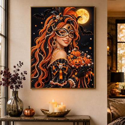 Copper-Haired Masquerade Belle pearl painting – image 4