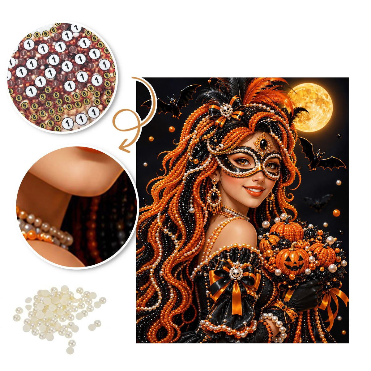 Copper-Haired Masquerade Belle pearl painting – image 6