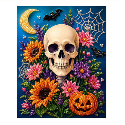 Sunflower Skull and Crescent Moon pearl painting – image 11