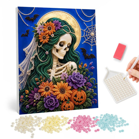 Halloween Skeleton Bride pearl painting – image 1