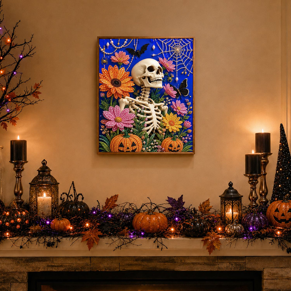 Skeleton in a Flower Garden pearl painting – image 3