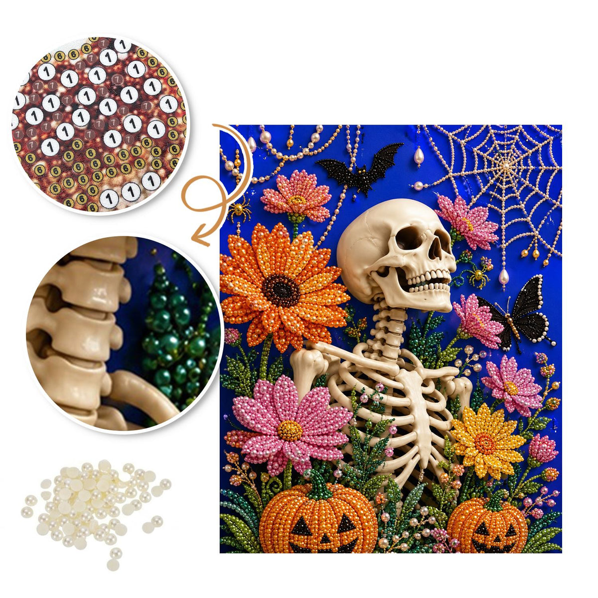 Skeleton in a Flower Garden pearl painting – image 6