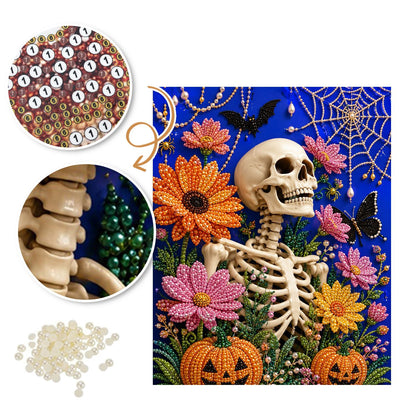 Skeleton in a Flower Garden pearl painting – image 6