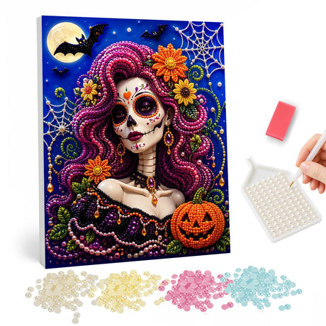 Halloween Sugar Skull Woman pearl painting – image 1