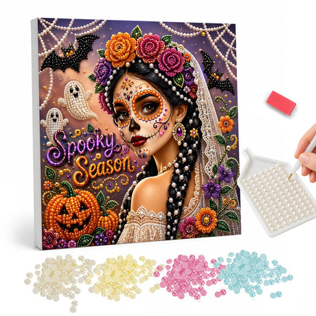 Spooky Season Sugar Skull Woman pearl painting – image 1