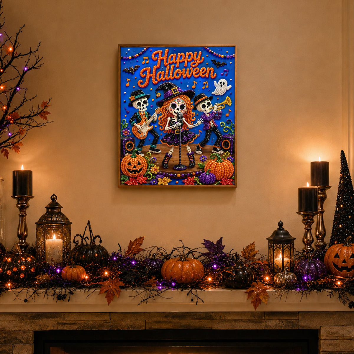 Witch Singer and Skeleton Band pearl painting – image 3