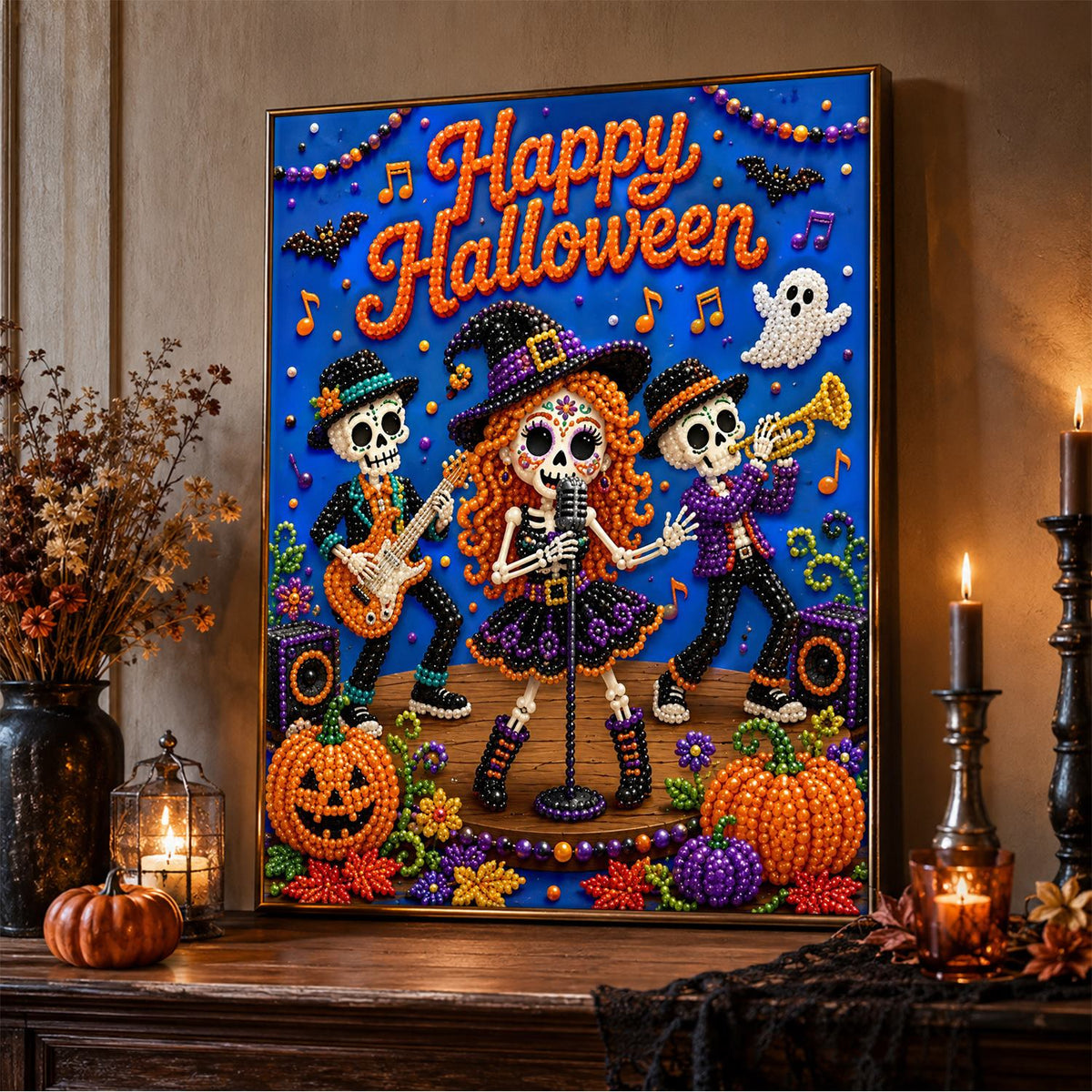 Witch Singer and Skeleton Band pearl painting – image 5